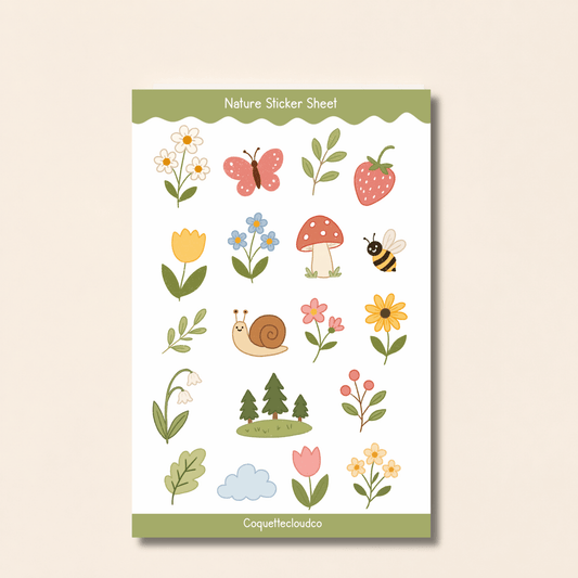 Nature Sticker Sheet - Coquette Cloud Co