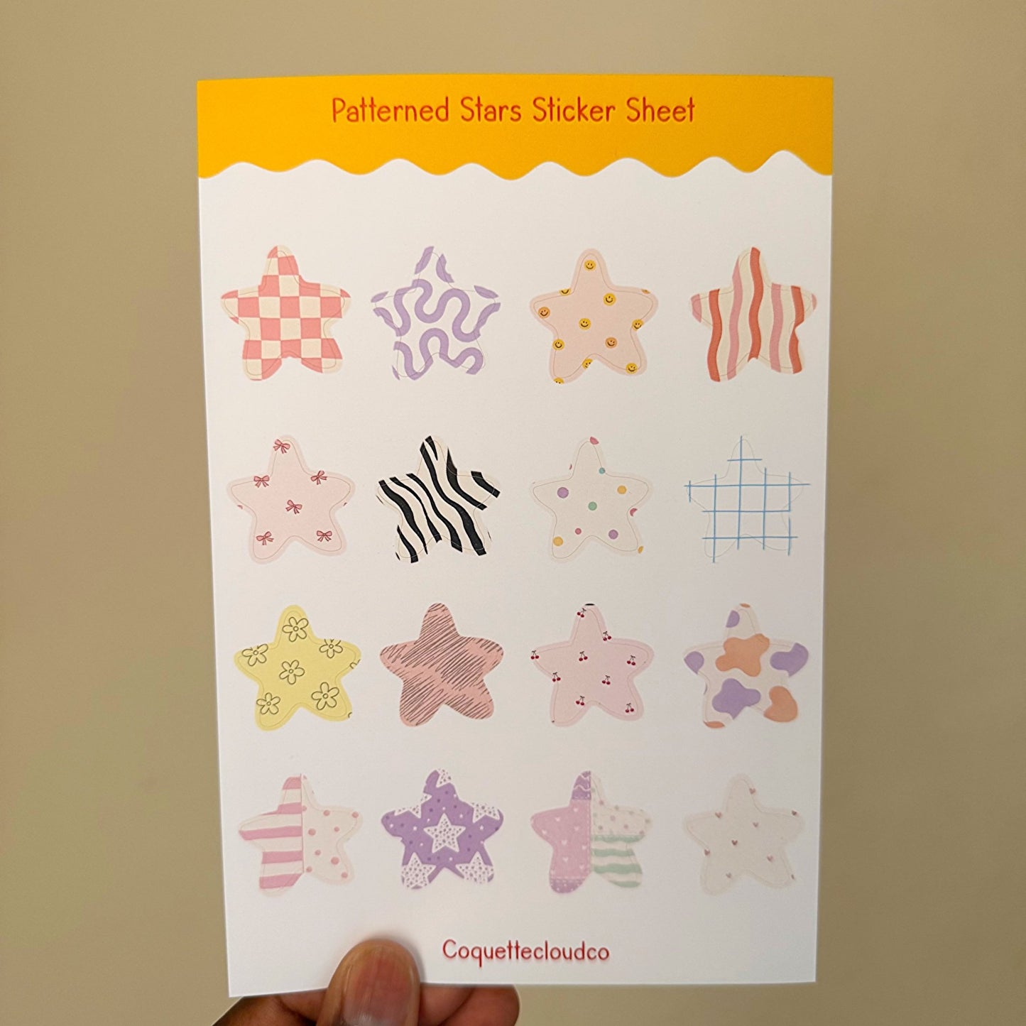 Patterned Stars Sticker Sheet - Coquette Cloud Co