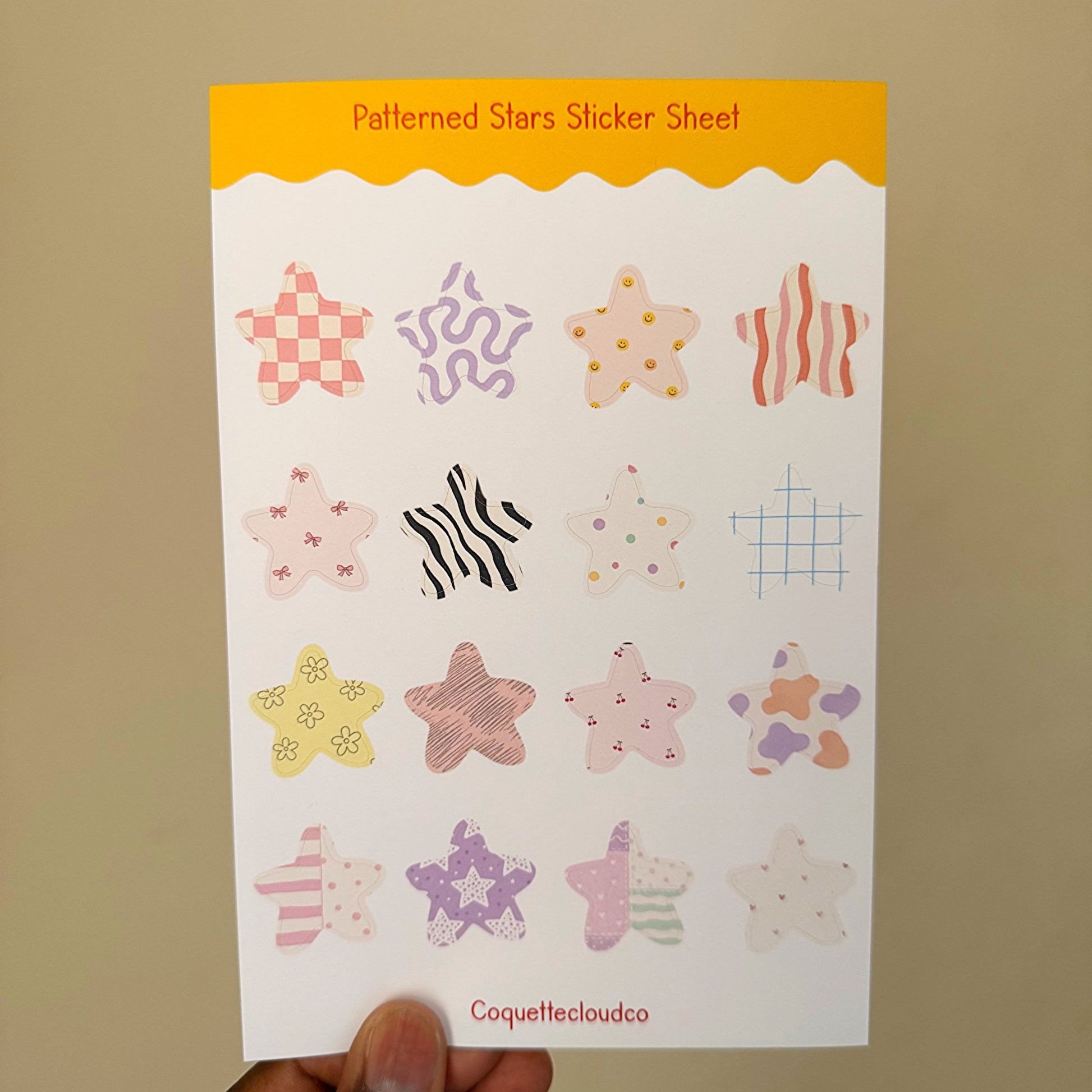 Patterned Stars Sticker Sheet - Coquette Cloud Co