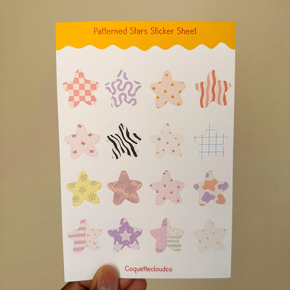 Patterned Stars Sticker Sheet - Coquette Cloud Co
