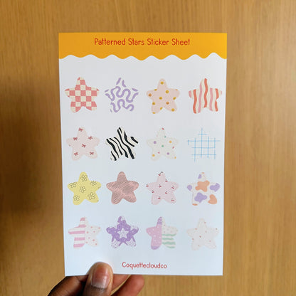 Patterned Stars Sticker Sheet - Coquette Cloud Co