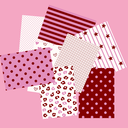 Pink Burgundy Scrapbook Paper Pack A5 - Coquette Cloud Co