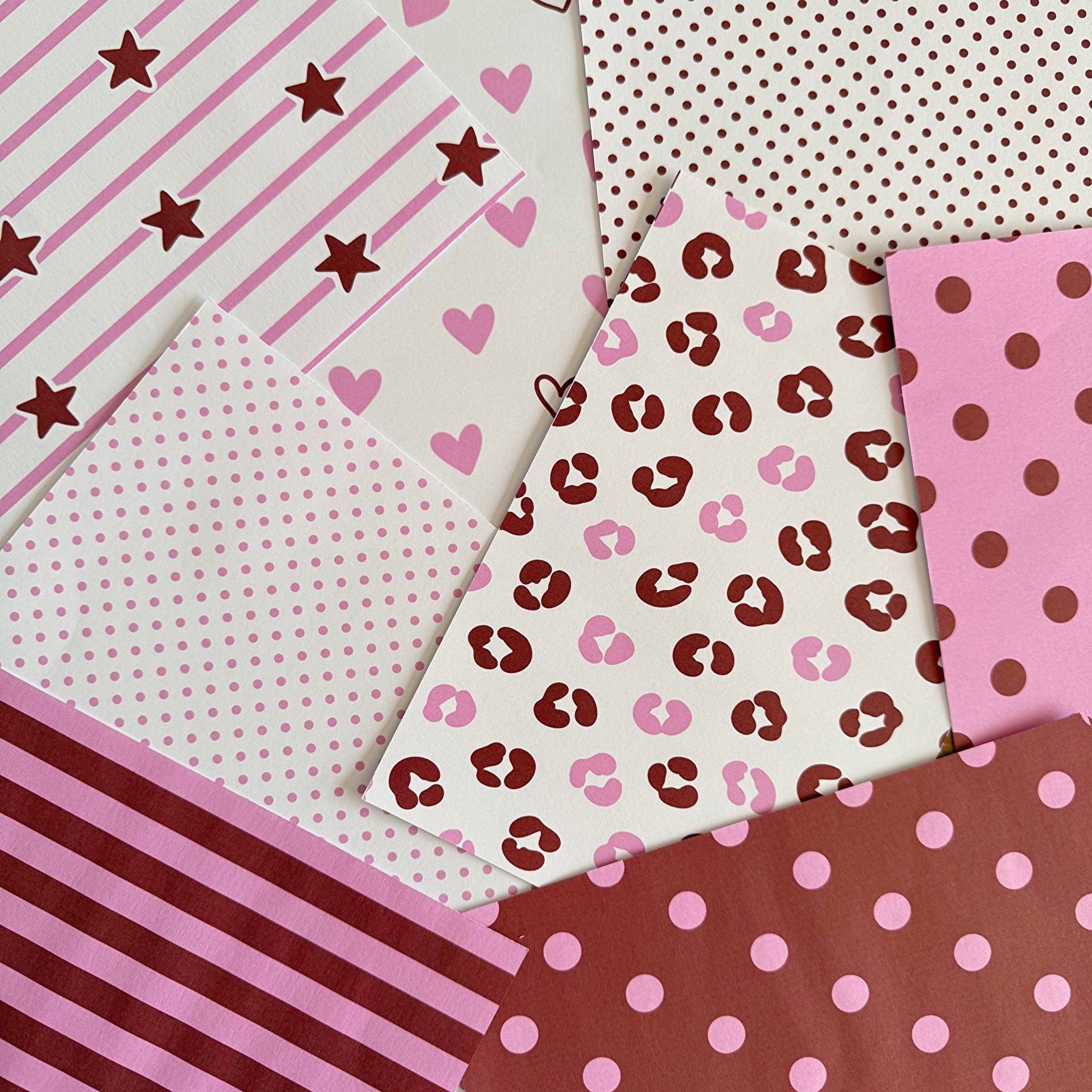Pink Burgundy Scrapbook Paper Pack A5 - Coquette Cloud Co