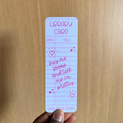 Pink Library Card Bookmark - Coquette Cloud Co