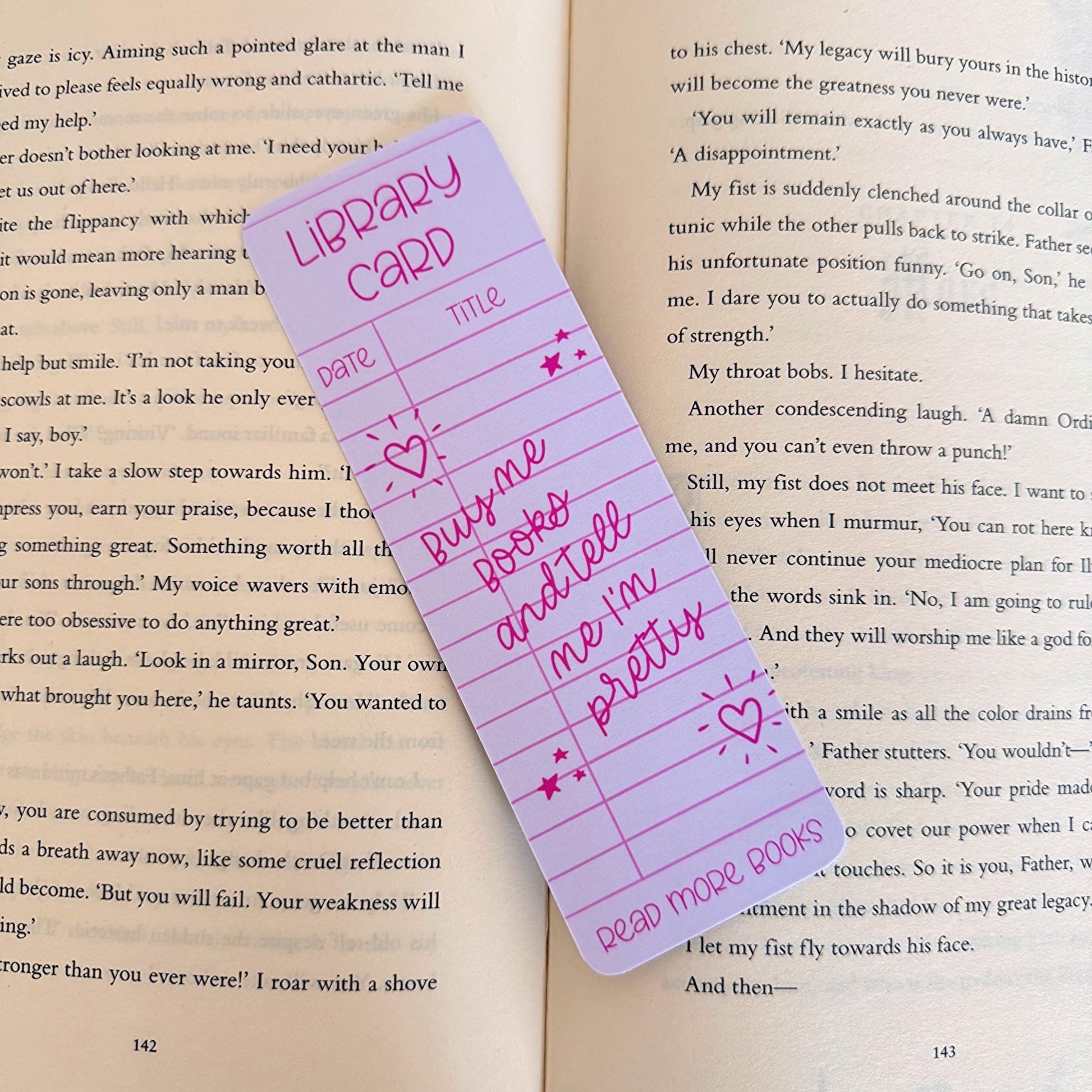 Pink Library Card Bookmark - Coquette Cloud Co