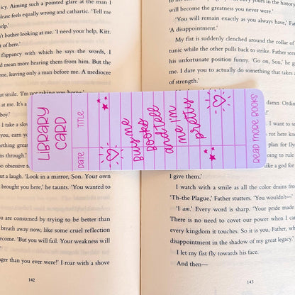 Pink Library Card Bookmark - Coquette Cloud Co