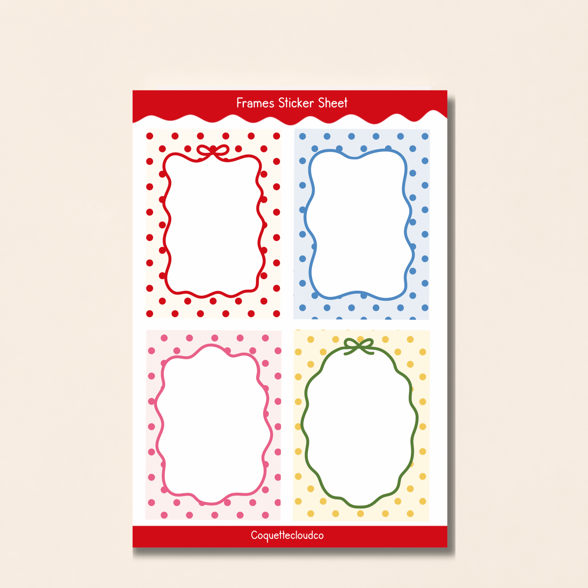 Polka Dot Frames Sticker Sheet - Coquette Cloud Co