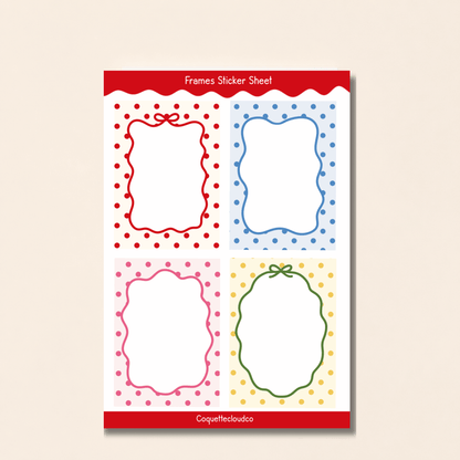 Polka Dot Frames Sticker Sheet - Coquette Cloud Co