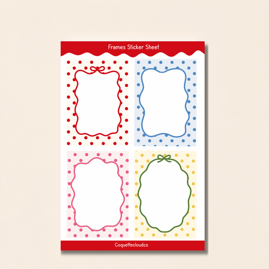 Polka Dot Frames Sticker Sheet - Coquette Cloud Co