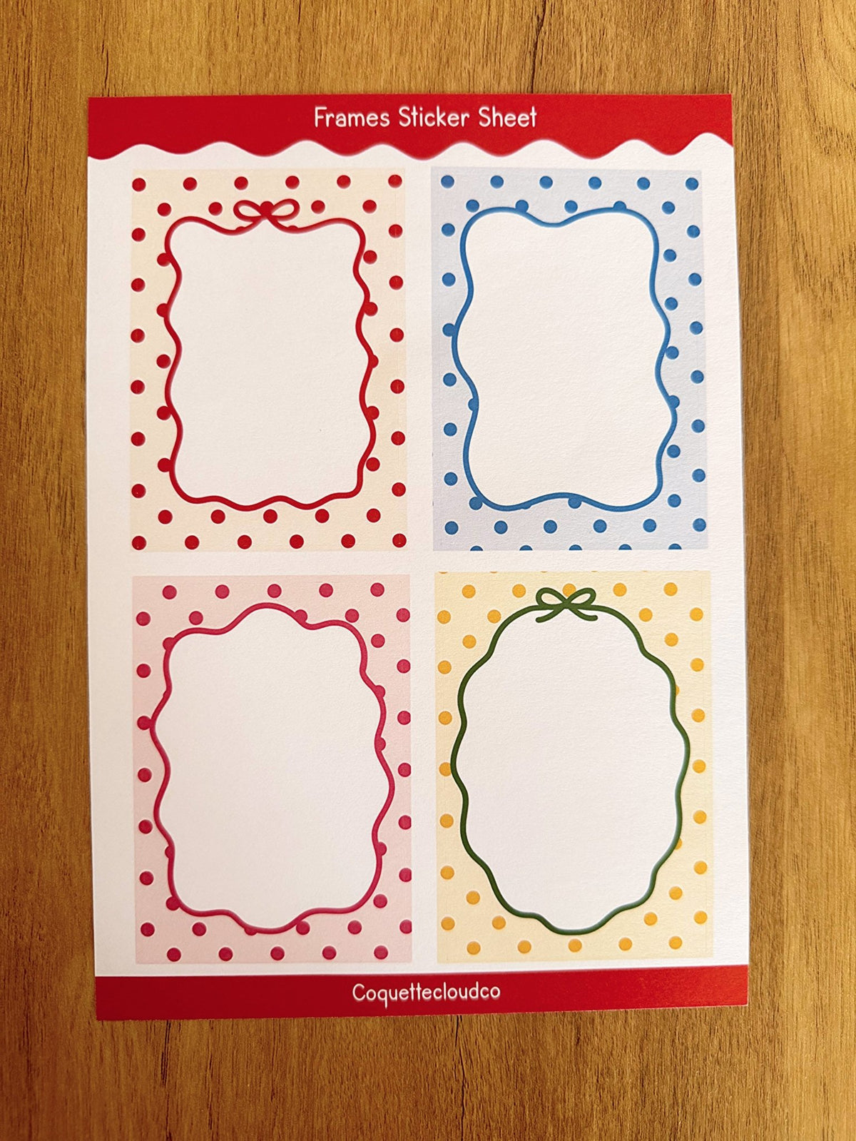 Polka Dot Frames Sticker Sheet - Coquette Cloud Co