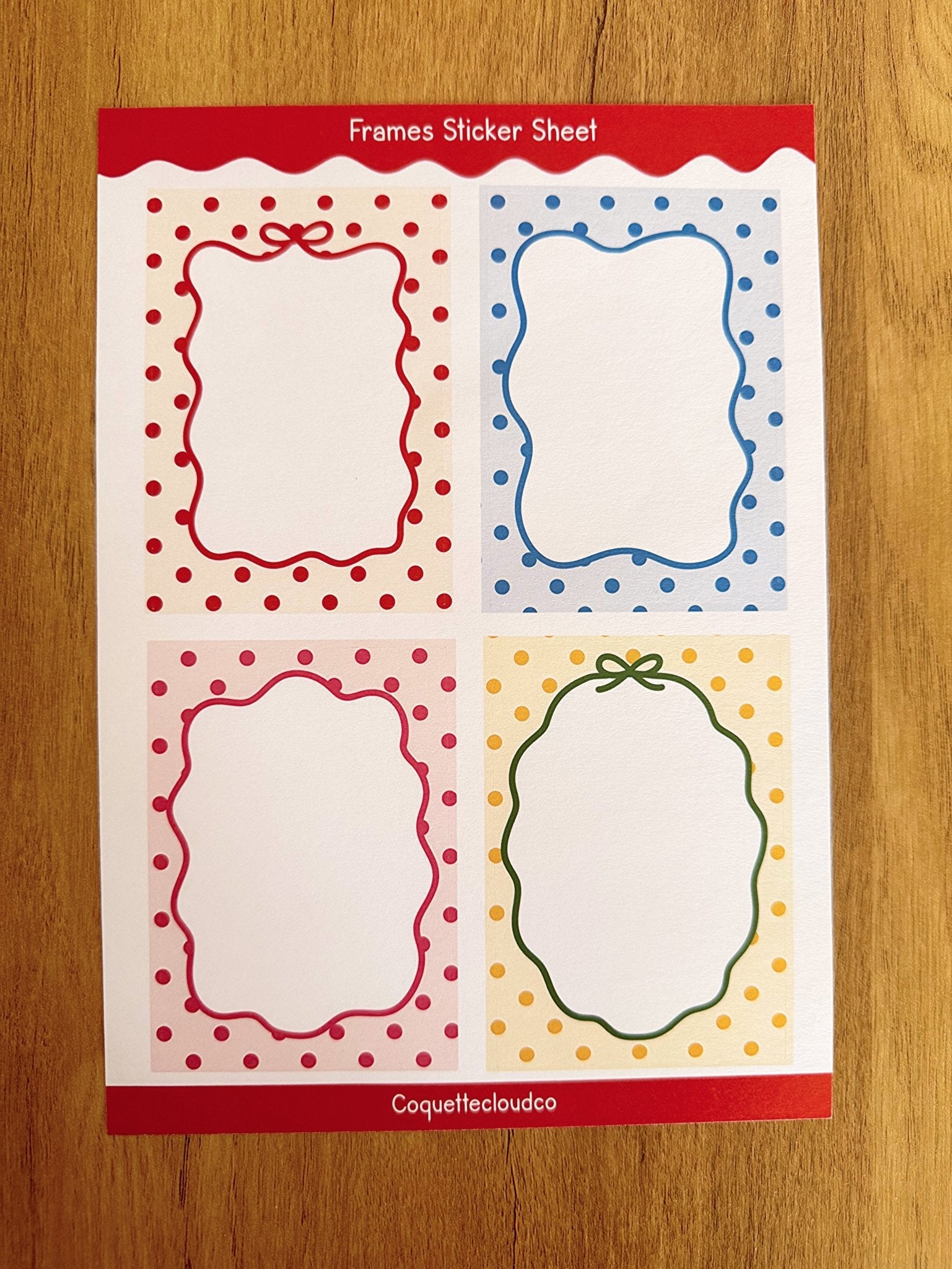 Polka Dot Frames Sticker Sheet - Coquette Cloud Co
