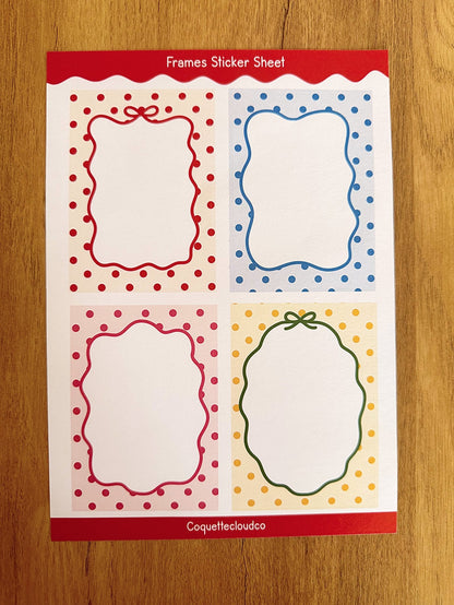 Polka Dot Frames Sticker Sheet - Coquette Cloud Co