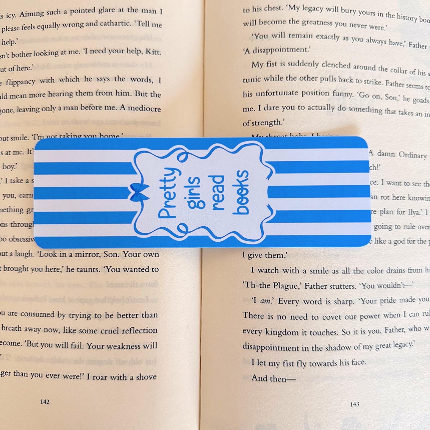 Pretty Girls Read Books Blue Bookmark - Coquette Cloud Co