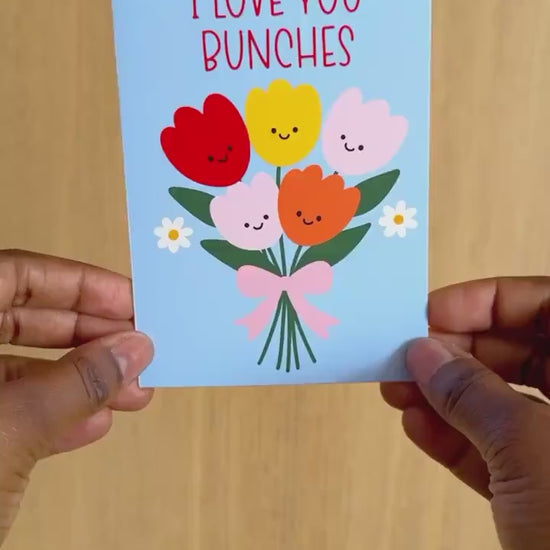 I Love You Bunches Card, Cute Love Card, Romantic Greeting Card, Anniversary Card, Valentine’s Day Card, Cute Flower Card, Card for Partners