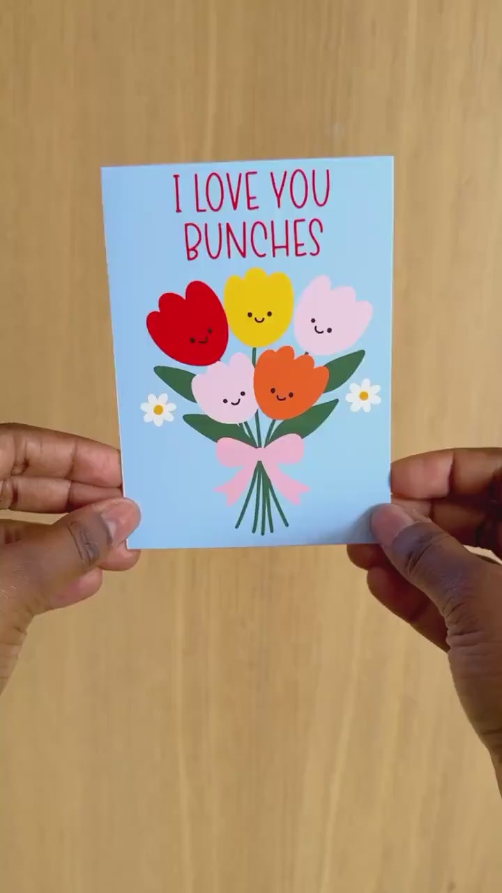 I Love You Bunches Card, Cute Love Card, Romantic Greeting Card, Anniversary Card, Valentine’s Day Card, Cute Flower Card, Card for Partners