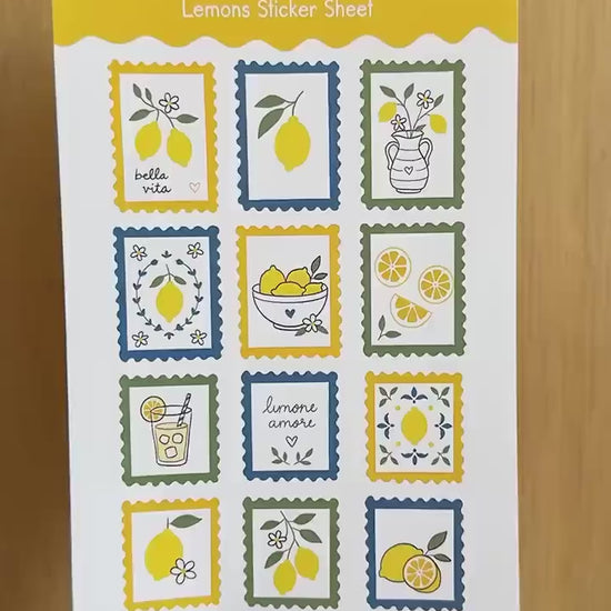 Lemon Sticker Sheet, Italian Summer Stickers, Mediterranean Planner Stickers, Bella Vita Scrapbook Sticker Pack