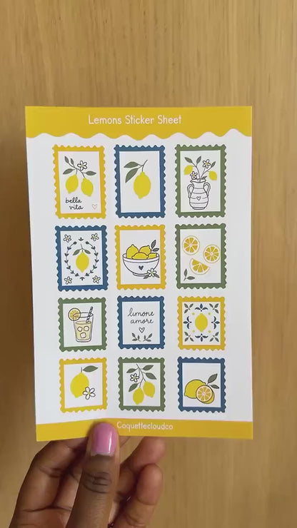 Lemon Sticker Sheet, Italian Summer Stickers, Mediterranean Planner Stickers, Bella Vita Scrapbook Sticker Pack