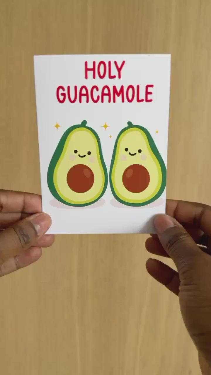 Funny Avocado Card “Holy Guacamole”, Cute Pun Greeting Card, Food Pun Card, Birthday Card, Friendship Card, Cute Avocado Gift