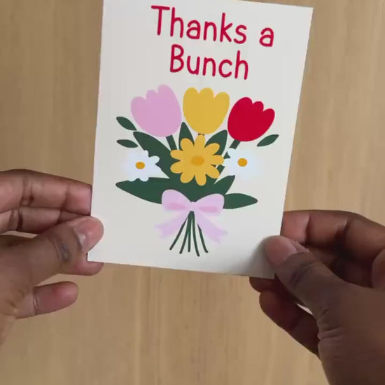 Thank You Card “Thanks a Bunch”, Cute Floral Thank You Card, Appreciation Card, Thank You for Gift, Teacher Thank You Card