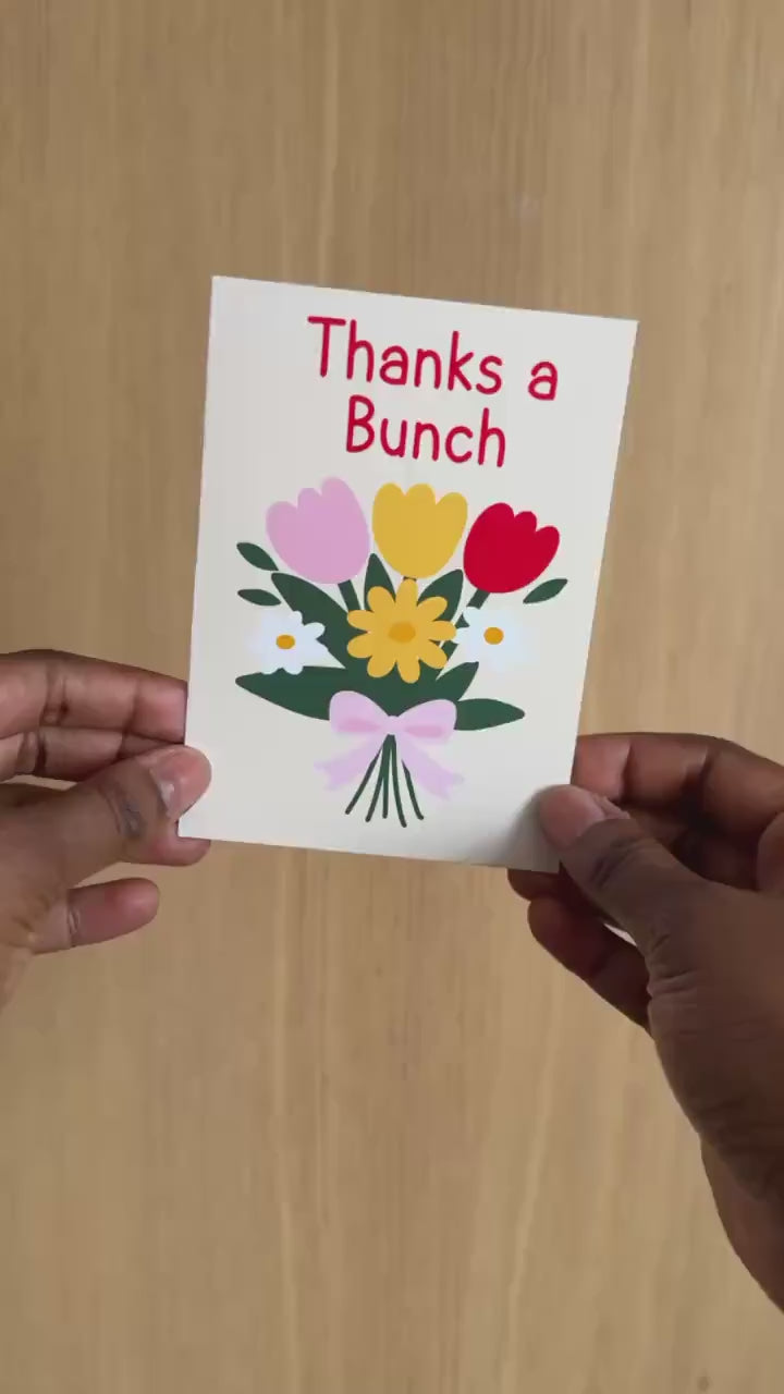 Thank You Card “Thanks a Bunch”, Cute Floral Thank You Card, Appreciation Card, Thank You for Gift, Teacher Thank You Card