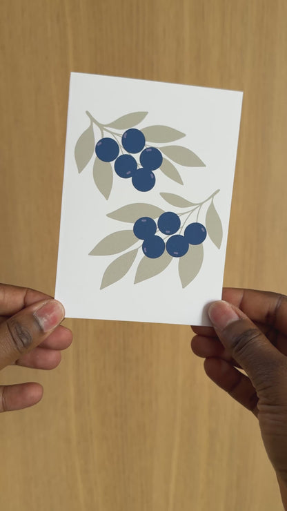 Blueberry Minimalist Botanical Greeting Card