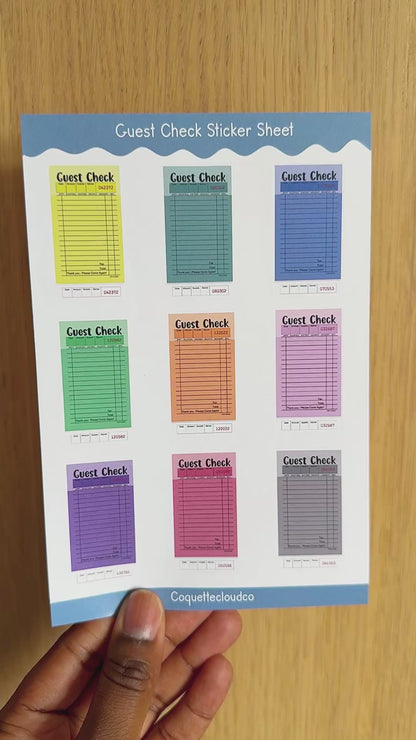 Guest Check Sticker Sheet