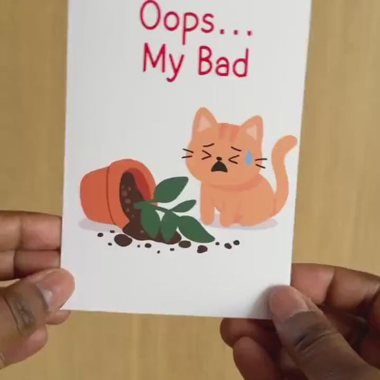 Funny Apology Card “Oops My Bad”, Cute Cat Sorry Card, Apology Card for Friend, Funny Sorry Card, Pet Lover Card, Cute Cat Greeting Card