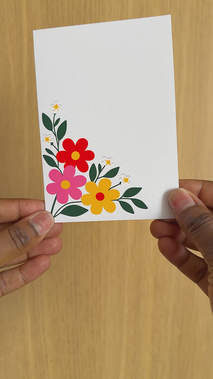 Minimalist Floral Simple Corner Flower Greeting Card