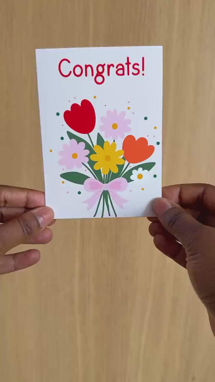 Congrats Card, Congratulations Card, Cute Floral Greeting Card, Graduation Card, New Job Card, Engagement Card, Celebration Card