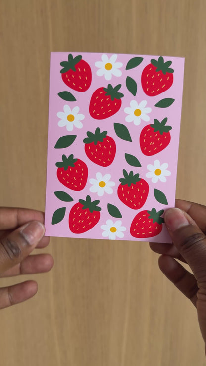 Strawberry Cute Fruit Greeting Card