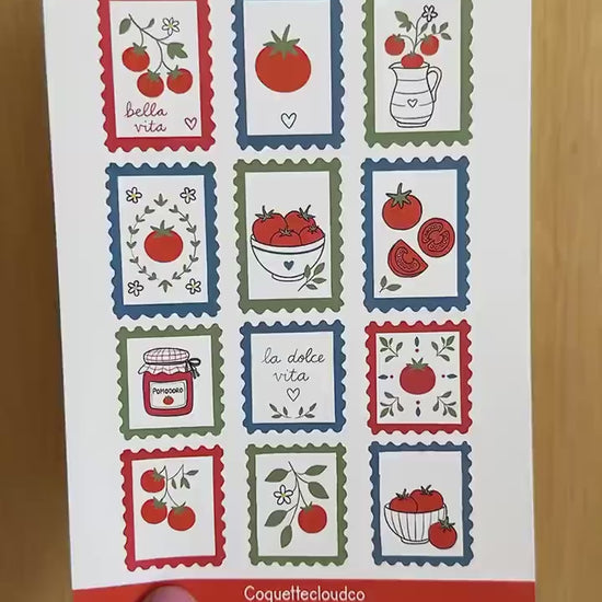 Tomato Sticker Sheet, Italian Summer Stickers, Bella Vita Planner Stickers, Mediterranean Scrapbook Sticker Pack