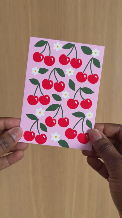 Cherry Cute Fruit Greeting Card