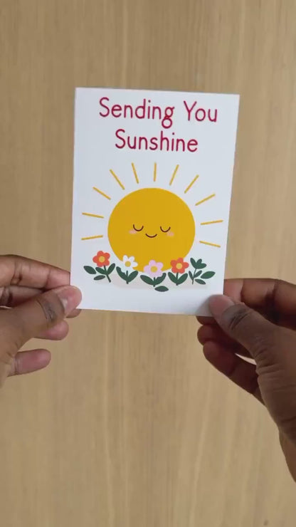 Sending You Sunshine Card, Thinking of You Card, Get Well Soon Card, Encouragement Card, Cute Sunshine Greeting Card, Cheer Up Card