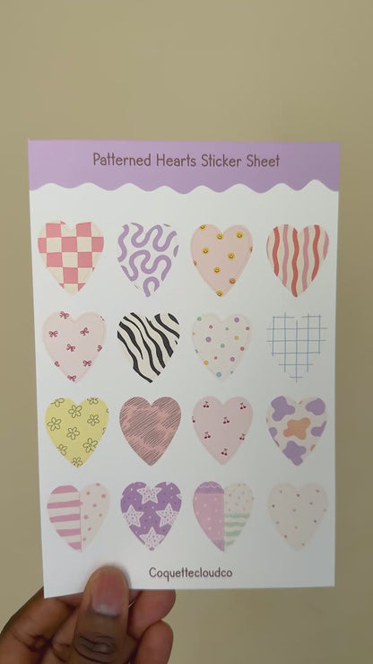 Patterned Hearts Sticker Sheet