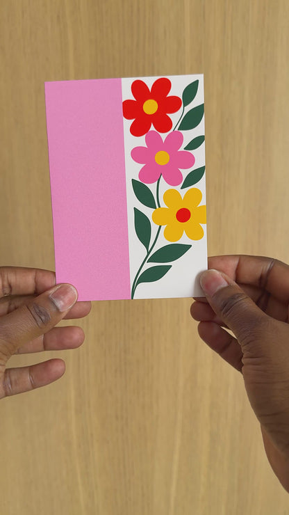 Modern Floral Colour Block Flower Greeting Card