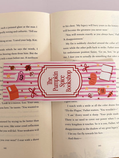 Pumpkin Spice Bookshop Bookmark - Coquette Cloud Co