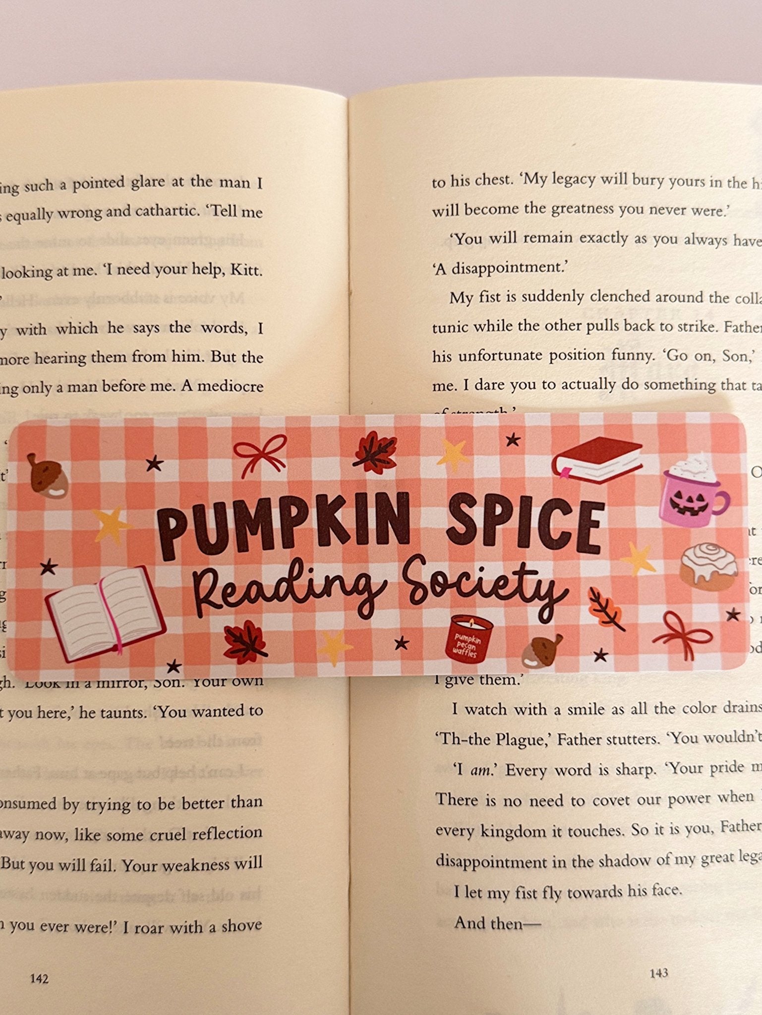 Pumpkin Spice Reading Society Bookmark - Coquette Cloud Co
