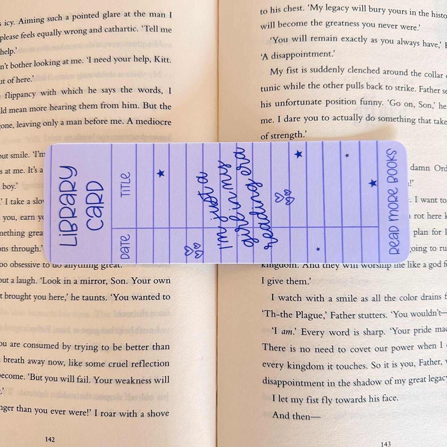 Purple Library Card Bookmark - Coquette Cloud Co