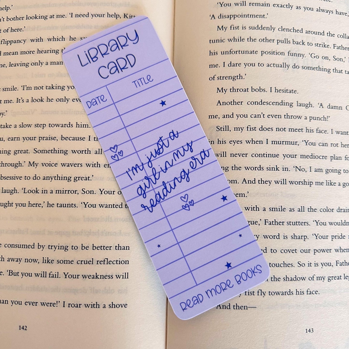Purple Library Card Bookmark - Coquette Cloud Co