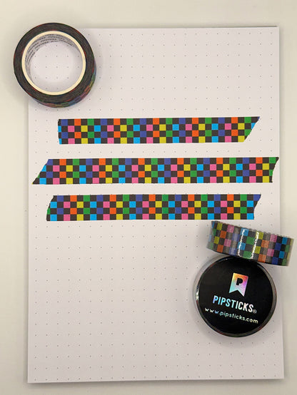 Rainbow Check Washi Tape - Coquette Cloud Co