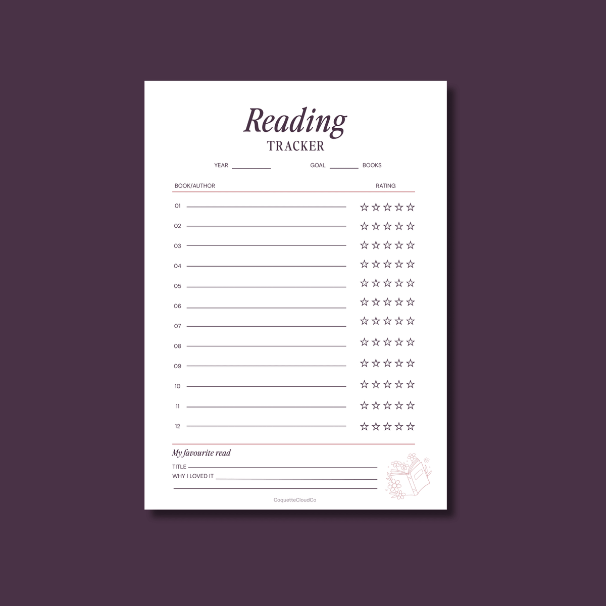 Reading Tracker - Coquette Cloud Co