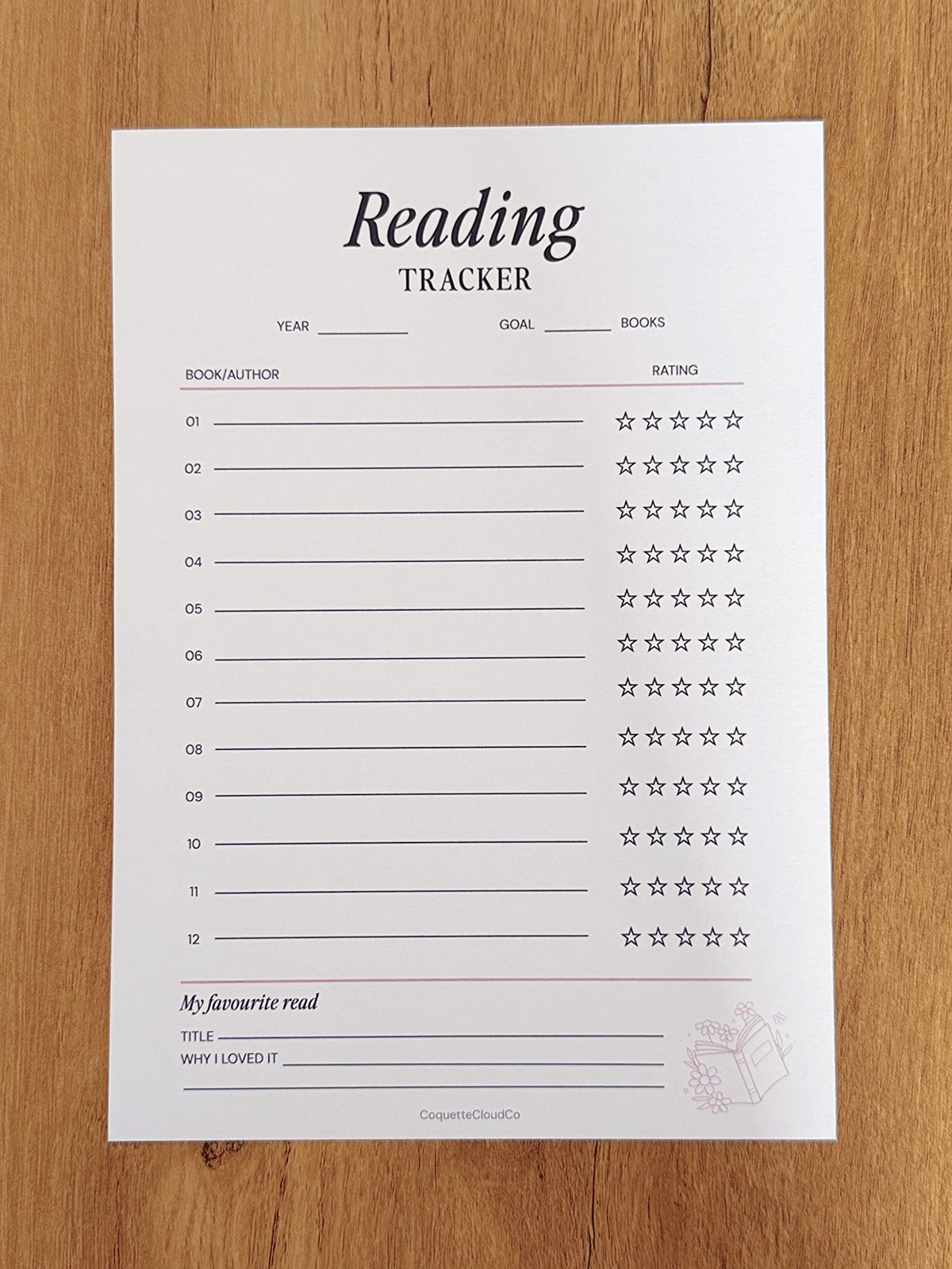 Reading Tracker - Coquette Cloud Co
