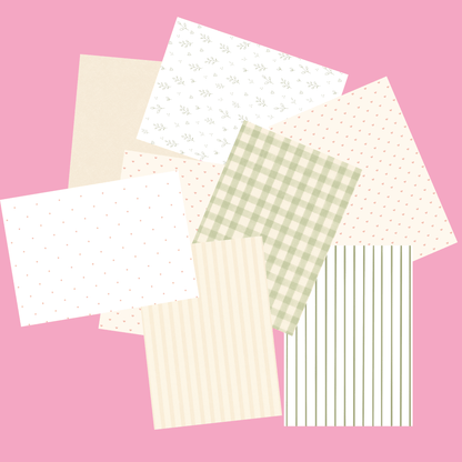 Sage Neutral Scrapbook Paper Pack A5 - Coquette Cloud Co