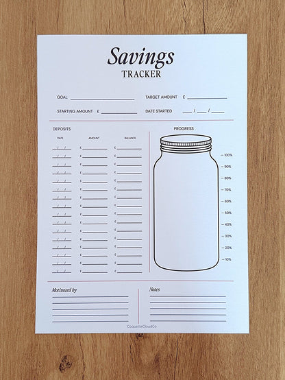 Savings Tracker - Coquette Cloud Co