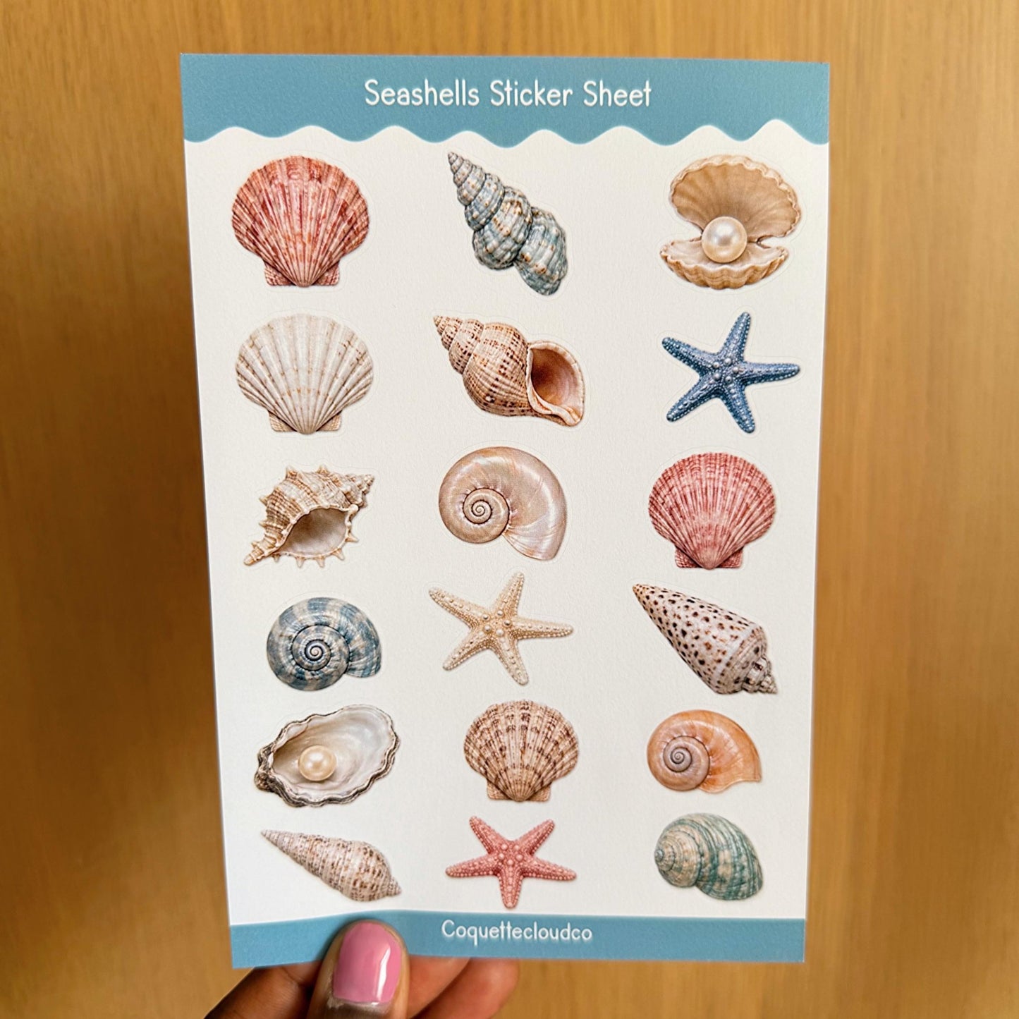 Seashell Coastal Sticker Sheet - Coquette Cloud Co