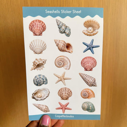 Seashell Coastal Sticker Sheet - Coquette Cloud Co