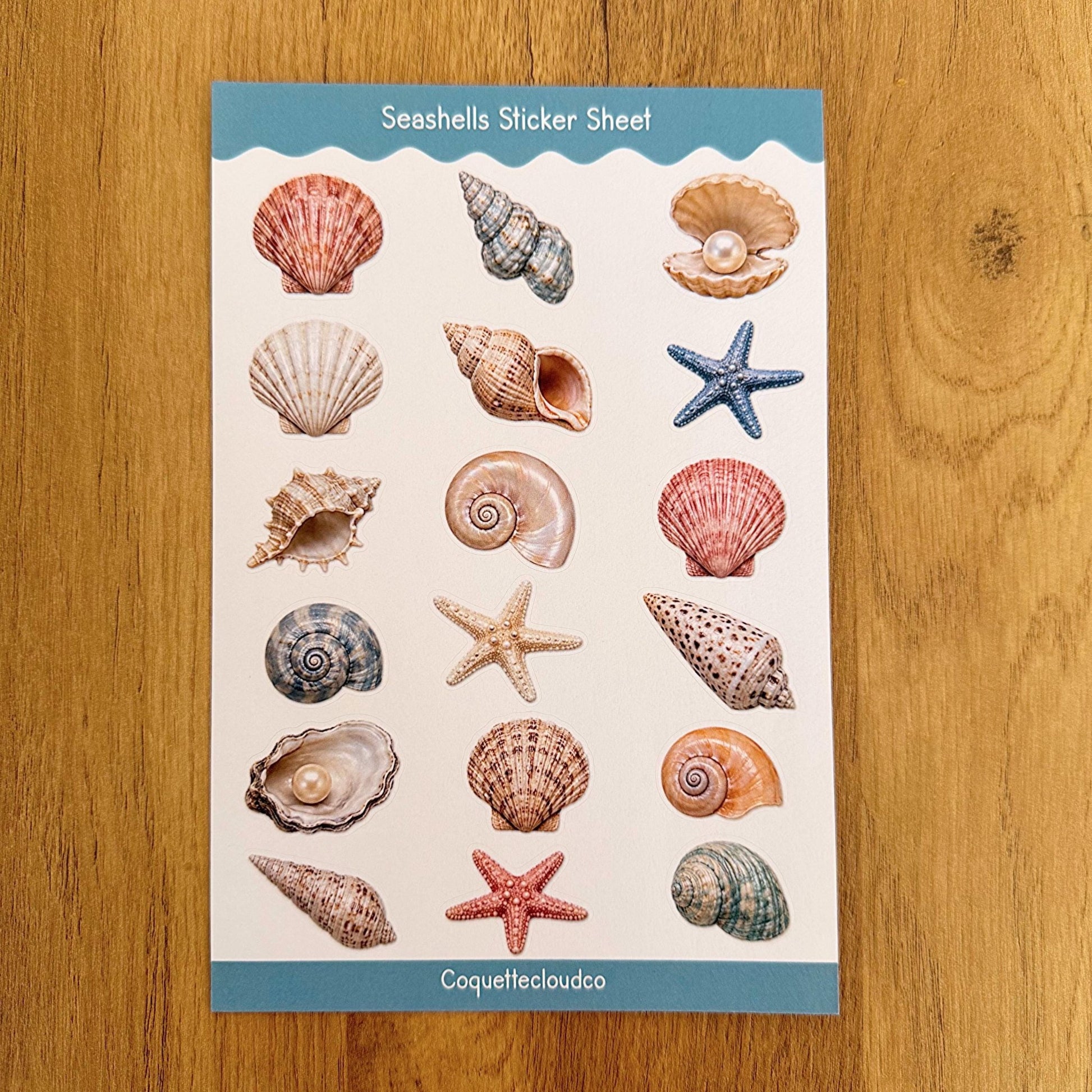 Seashell Coastal Sticker Sheet - Coquette Cloud Co