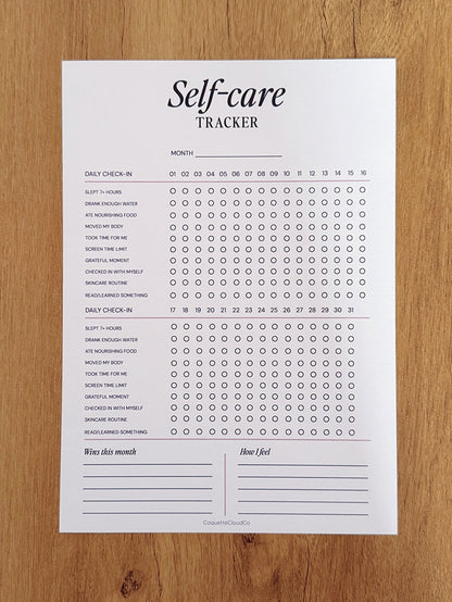 Self-care Tracker - Coquette Cloud Co