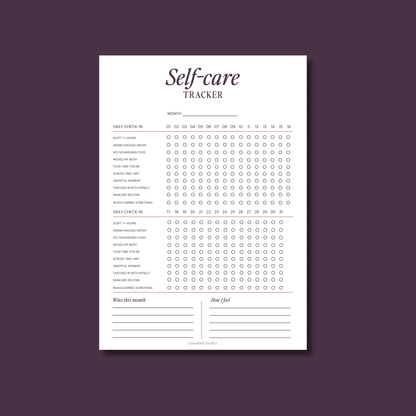 Self-care Tracker - Coquette Cloud Co