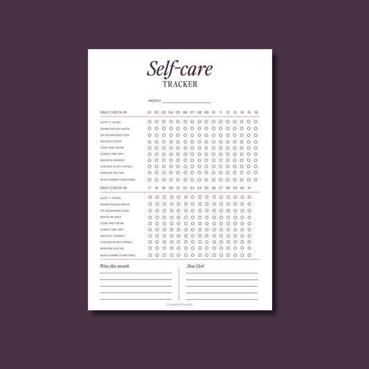 Self-care Tracker - Coquette Cloud Co